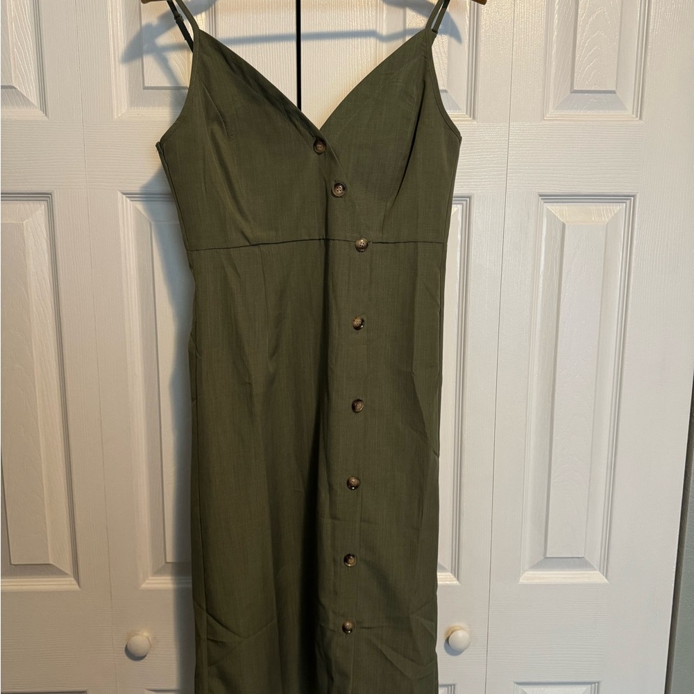 Cupshe Green Buttoned Sundress Spaghetti Strap Midi